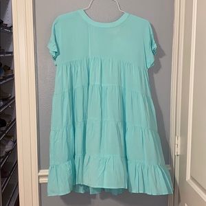 blue ruffled babydoll dress